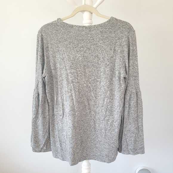 GIBSON Long Bell Sleeve Cozy Fleece Grey Top - Picture 3 of 12